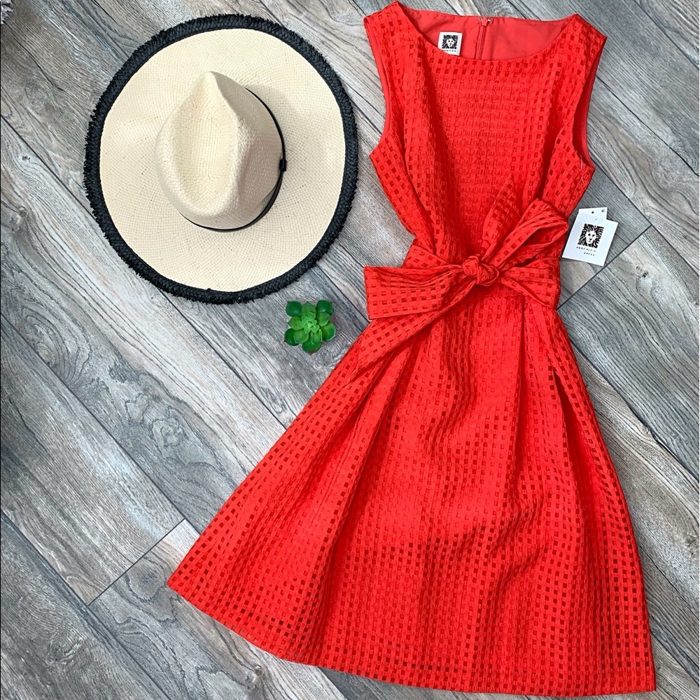 NWT Red Sleeveless Dress with Tie Waist